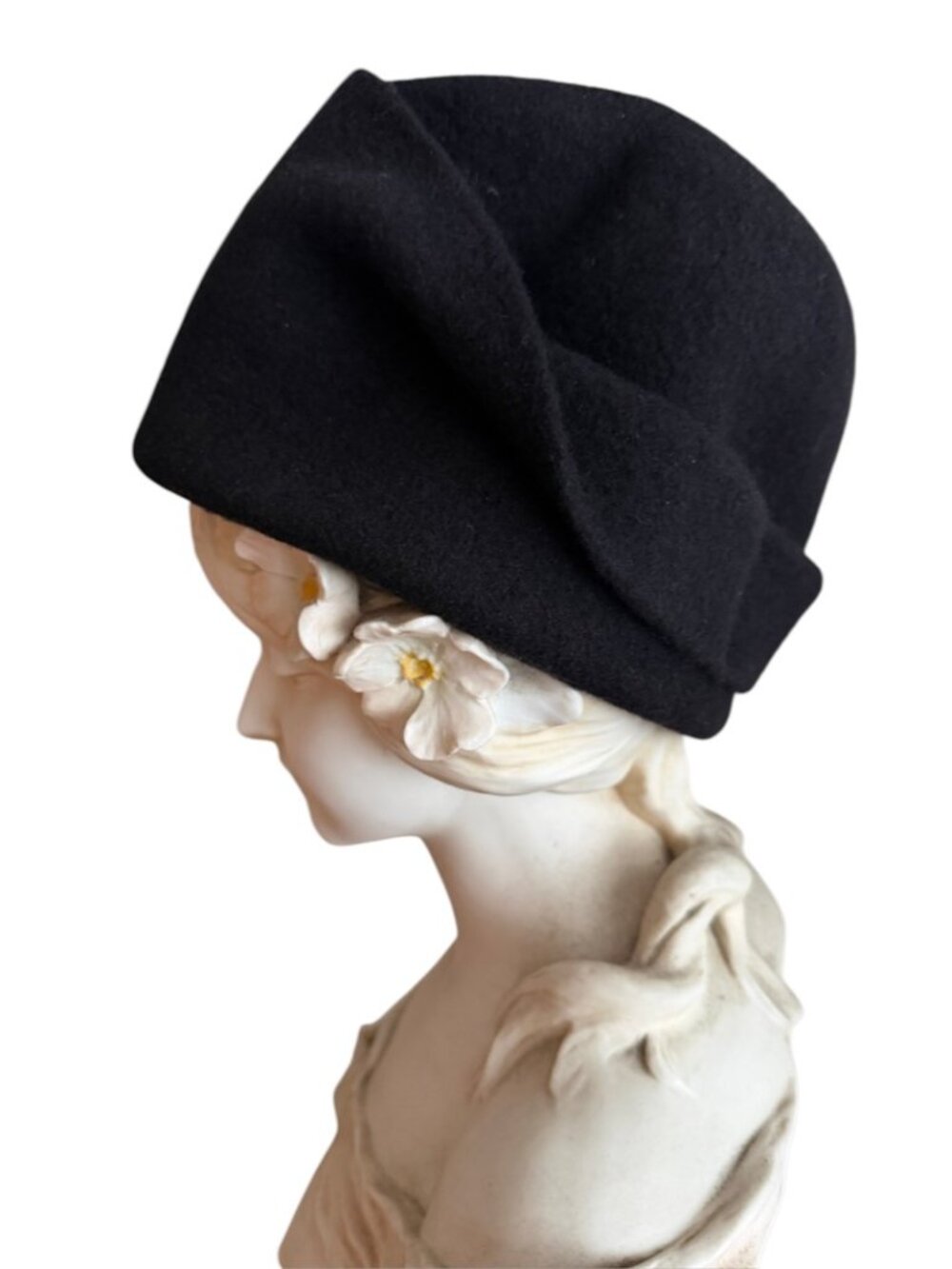 Delphine Quirin black wool hat with asymmetrical design